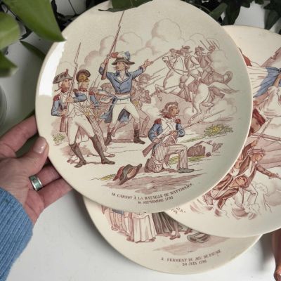 Тарелка Sarreguemines Лазар Карно в битве при Ваттинги 22 см Франция конец 19 в.
