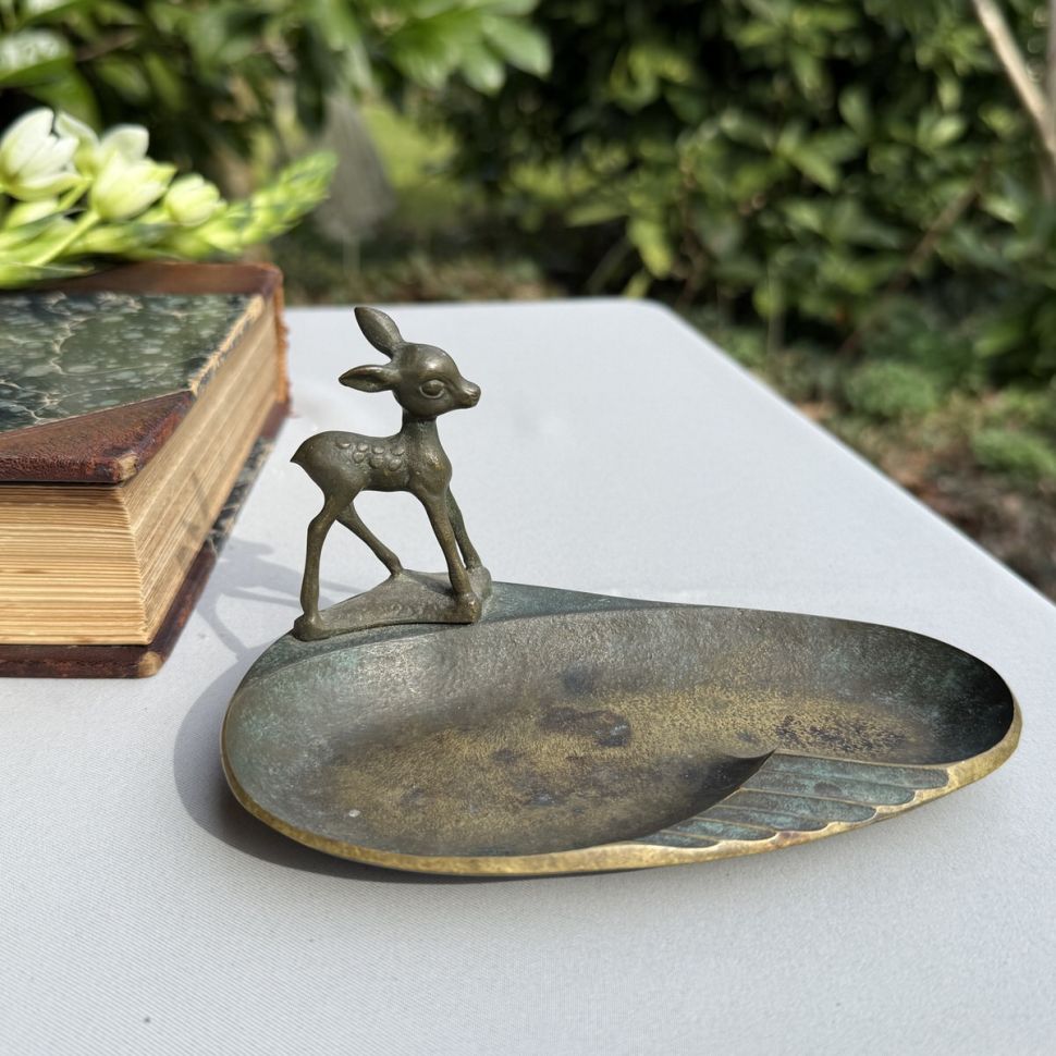 Пепельница Олененок 15 см бронза