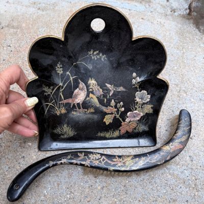 Набор для стола щетка и совок Шинуазри эпоха Наполеона III Франция  