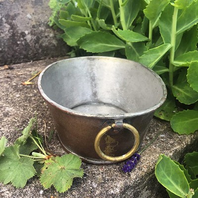 Кашпо-овал малое медь с латунным кольцом