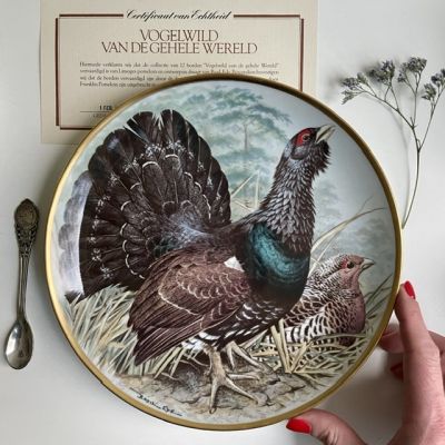 Тарелка Franklin Porcelain Gamebirds Limoges Capercaillie 1979 23 см  