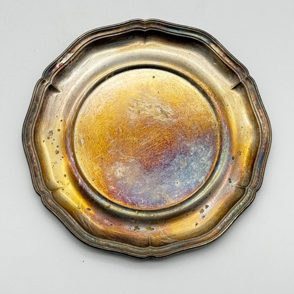 Блюдо поднос Волна 18 см мельхиор