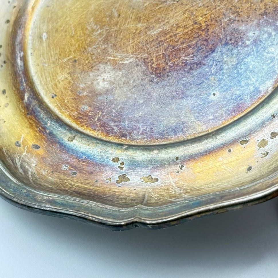 Блюдо поднос Волна 18 см мельхиор