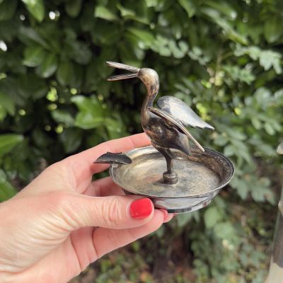 Пепельница Пеликан 10 см серебрение Франция