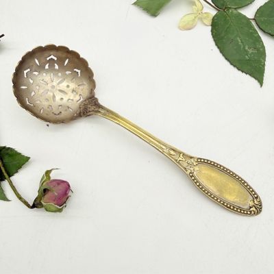 Ложка ситечко 14 см латунь серебрение Франция