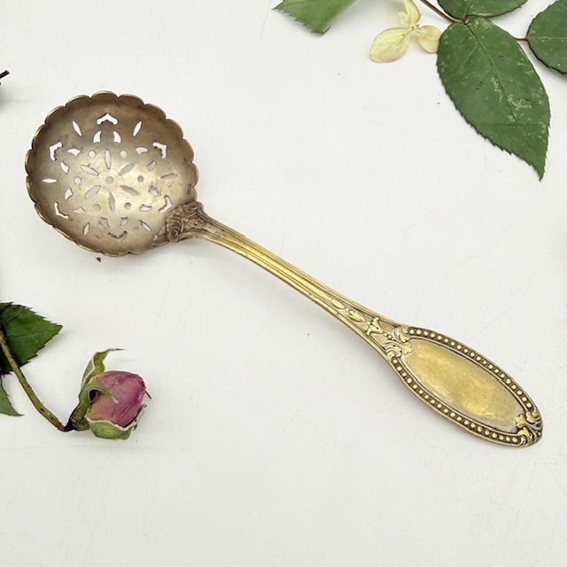 Ложка ситечко 14 см латунь серебрение Франция