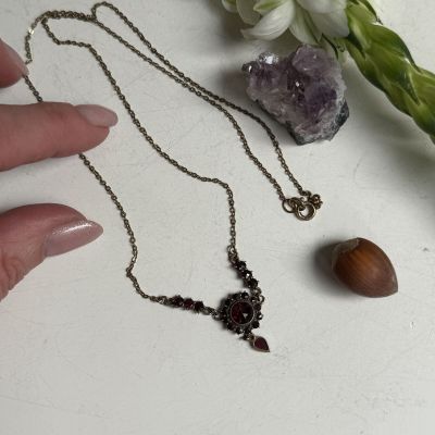 Колье с подвеской 47 см гранат латунь