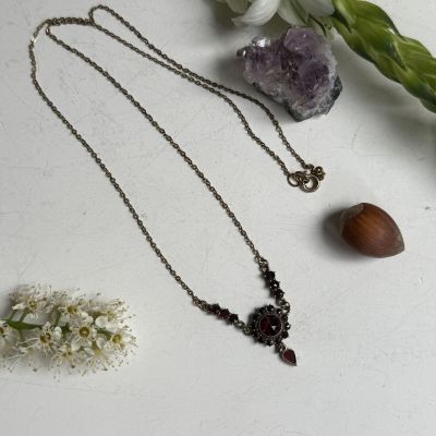 Колье с подвеской 47 см гранат латунь