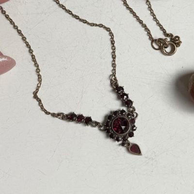 Колье с подвеской 47 см гранат латунь