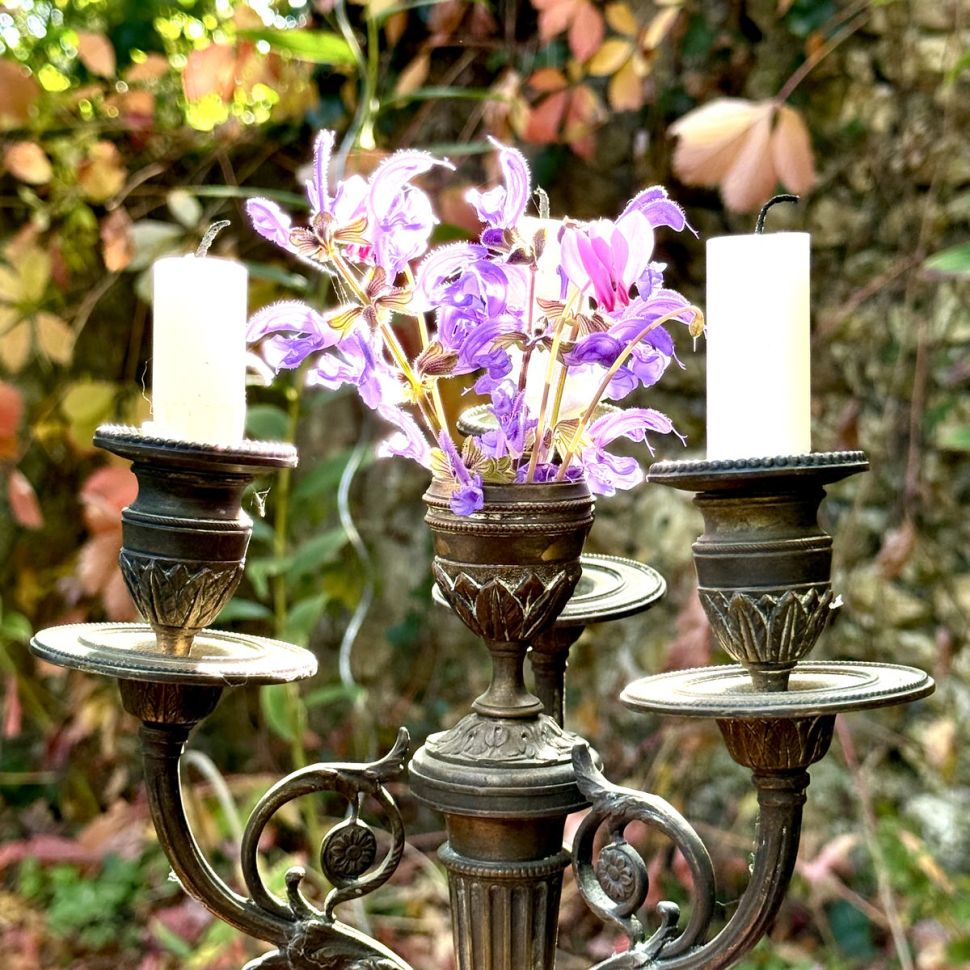 Подсвечник на четыре свечи XIX век латунь 