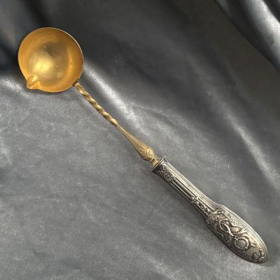 Половник соусник 28 см серебро латунь Франция