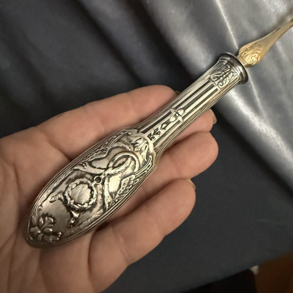 Половник соусник 28 см серебро латунь Франция