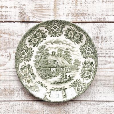 Блюдце зеленое 14см Staffordshire England для десерта или конфет