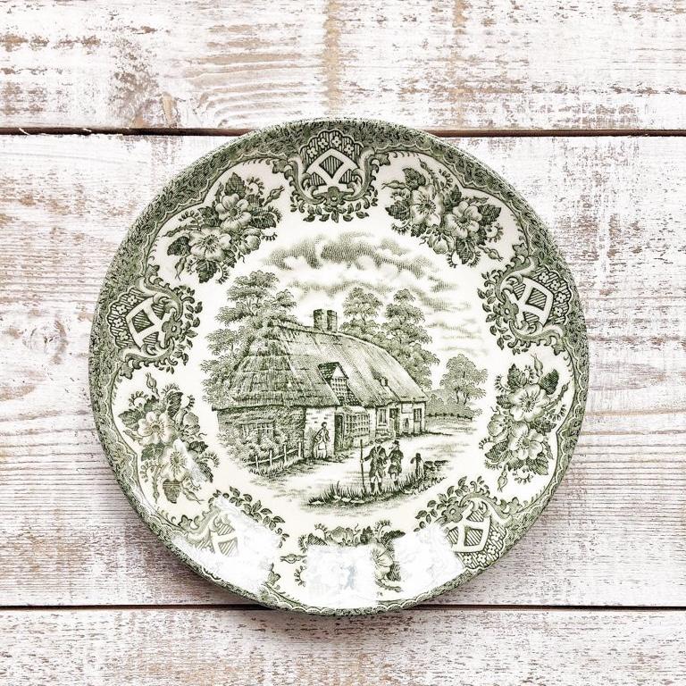 Блюдце зеленое 14см Staffordshire England для десерта или конфет