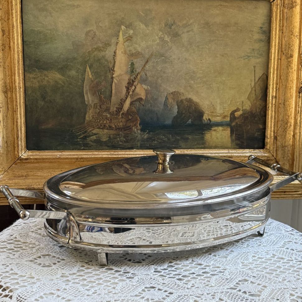 Блюдо в подставке с крышкой Marinex для подачи и запекания 45 см стекло сталь