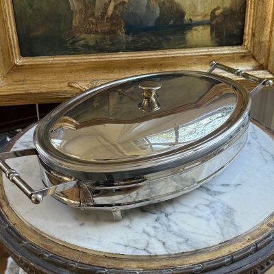 Блюдо в подставке с крышкой Marinex для подачи и запекания 45 см стекло сталь