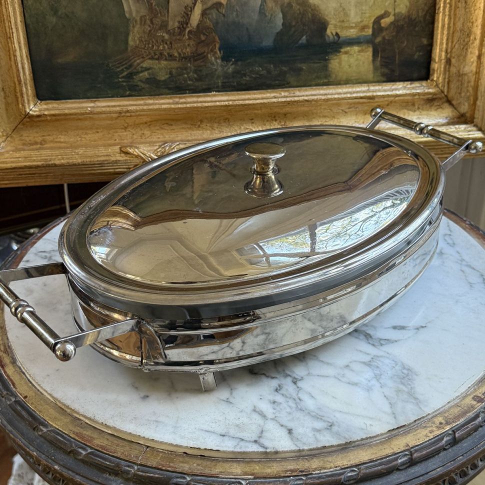 Блюдо в подставке с крышкой Marinex для подачи и запекания 45 см стекло сталь