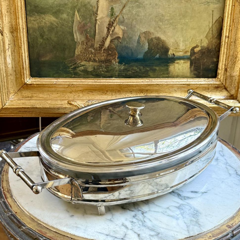 Блюдо в подставке с крышкой Marinex для подачи и запекания 45 см стекло сталь