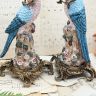 Подсвечник скульптура Попугай синий 37 см WL 1895 фарфор бронза