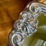 Поднос центр стола зеркало сталь дерево