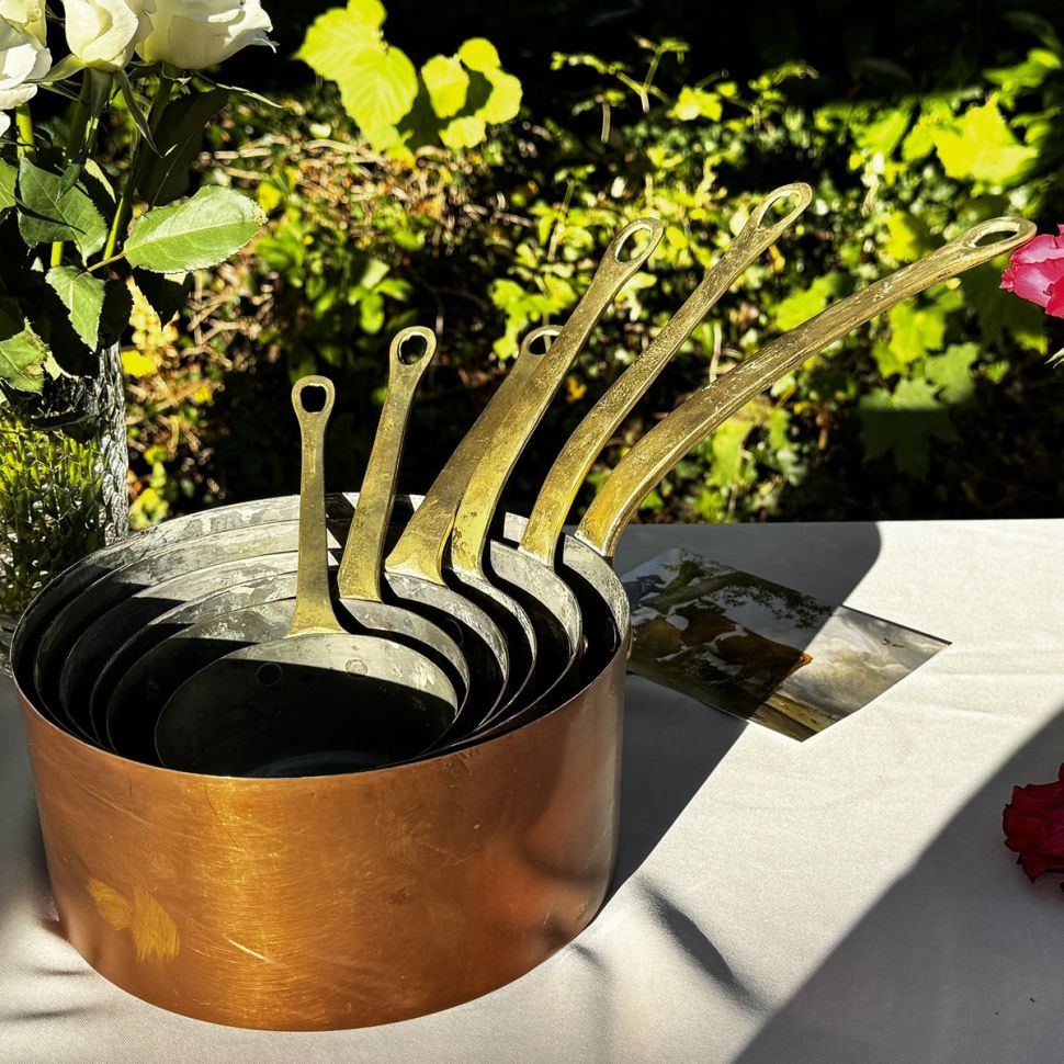 Ковш медный набор 6 шт. с латунной ручкой