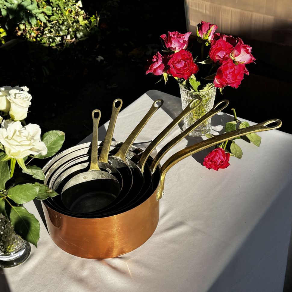 Ковш медный набор 6 шт. с латунной ручкой