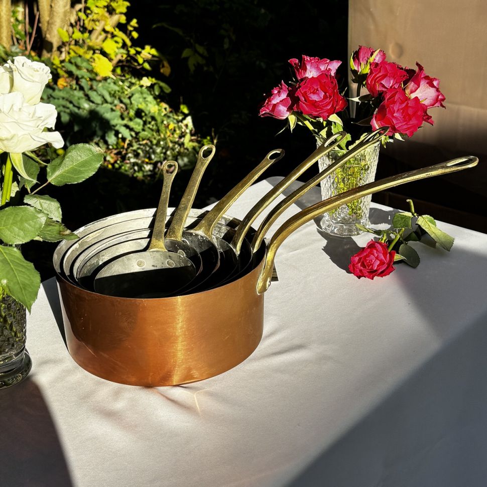 Ковш медный набор 6 шт. с латунной ручкой