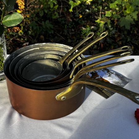 Ковш медный набор 6 шт. с латунной ручкой