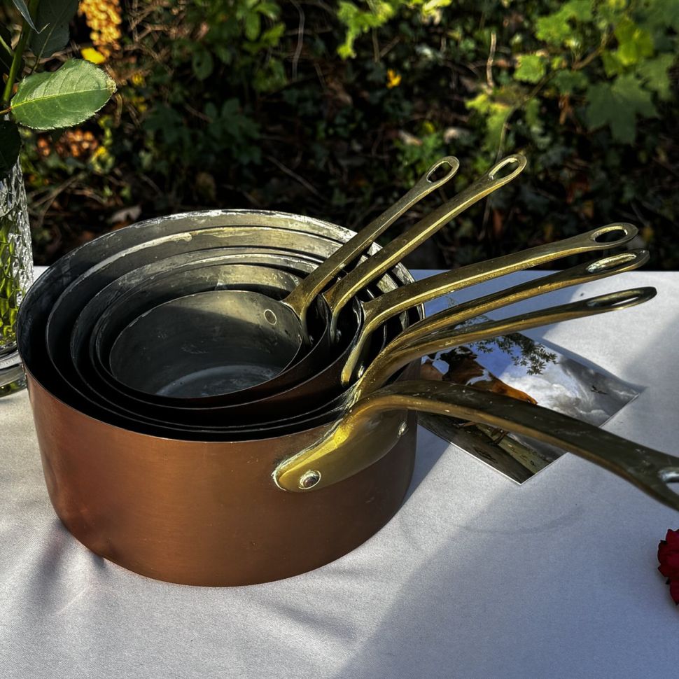 Ковш медный набор 6 шт. с латунной ручкой