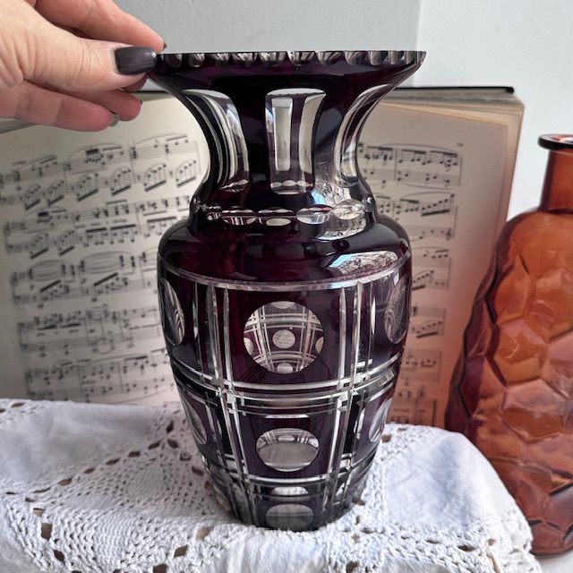 Ваза марганец 26 см хрусталь