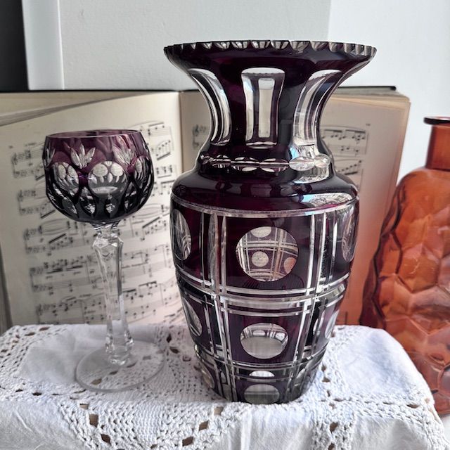 Ваза марганец 26 см хрусталь