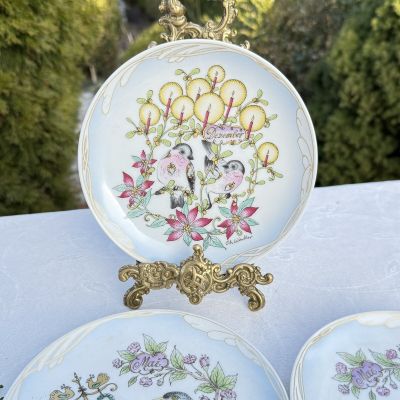 Тарелка Hutschenreuther Снегирь и пуансетия Декабрь 16 см Германия 