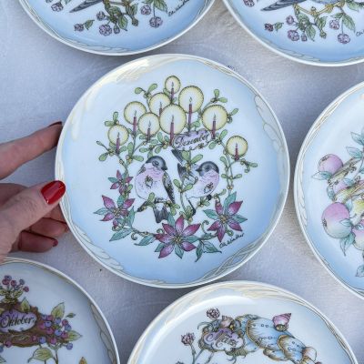 Тарелка Hutschenreuther Снегирь и пуансетия Декабрь 16 см Германия 