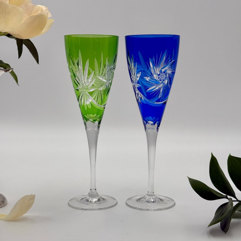 Бокал флют набор 2 шт 250 мл цветной хрусталь Германия