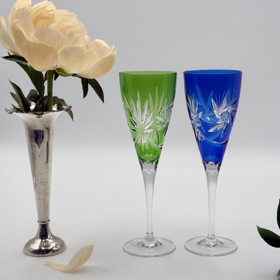 Бокал флют набор 2 шт 250 мл цветной хрусталь Германия