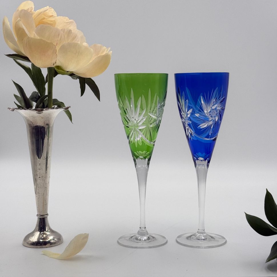 Бокал флют набор 2 шт 250 мл цветной хрусталь Германия