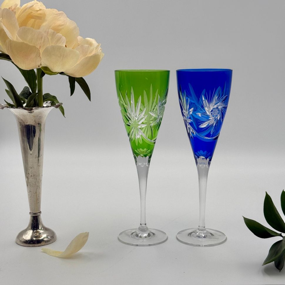 Бокал флют набор 2 шт 250 мл цветной хрусталь Германия