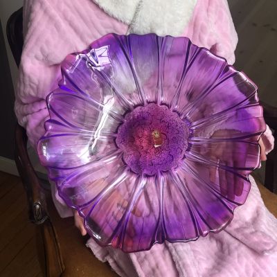 Ваза для фруктов огромная 42 см сиреневая Германия