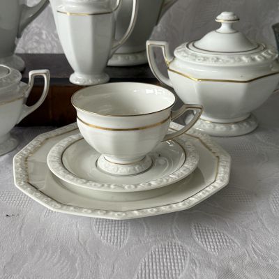 Чайная пара Ph.Rosenthal Maria с золотой каймой 200 мл Германия 1927 г      