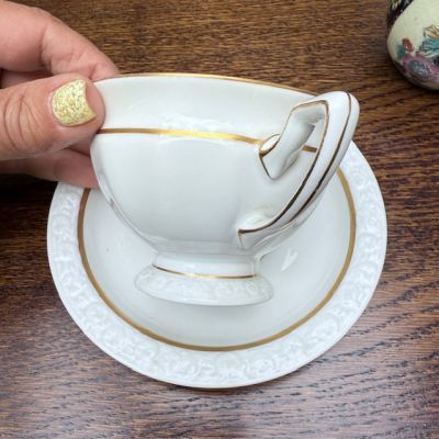 Чайная пара Ph.Rosenthal Maria с золотой каймой 200 мл Германия 1927 г