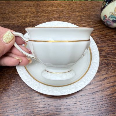 Чайная пара Ph.Rosenthal Maria с золотой каймой 200 мл Германия 1927 г