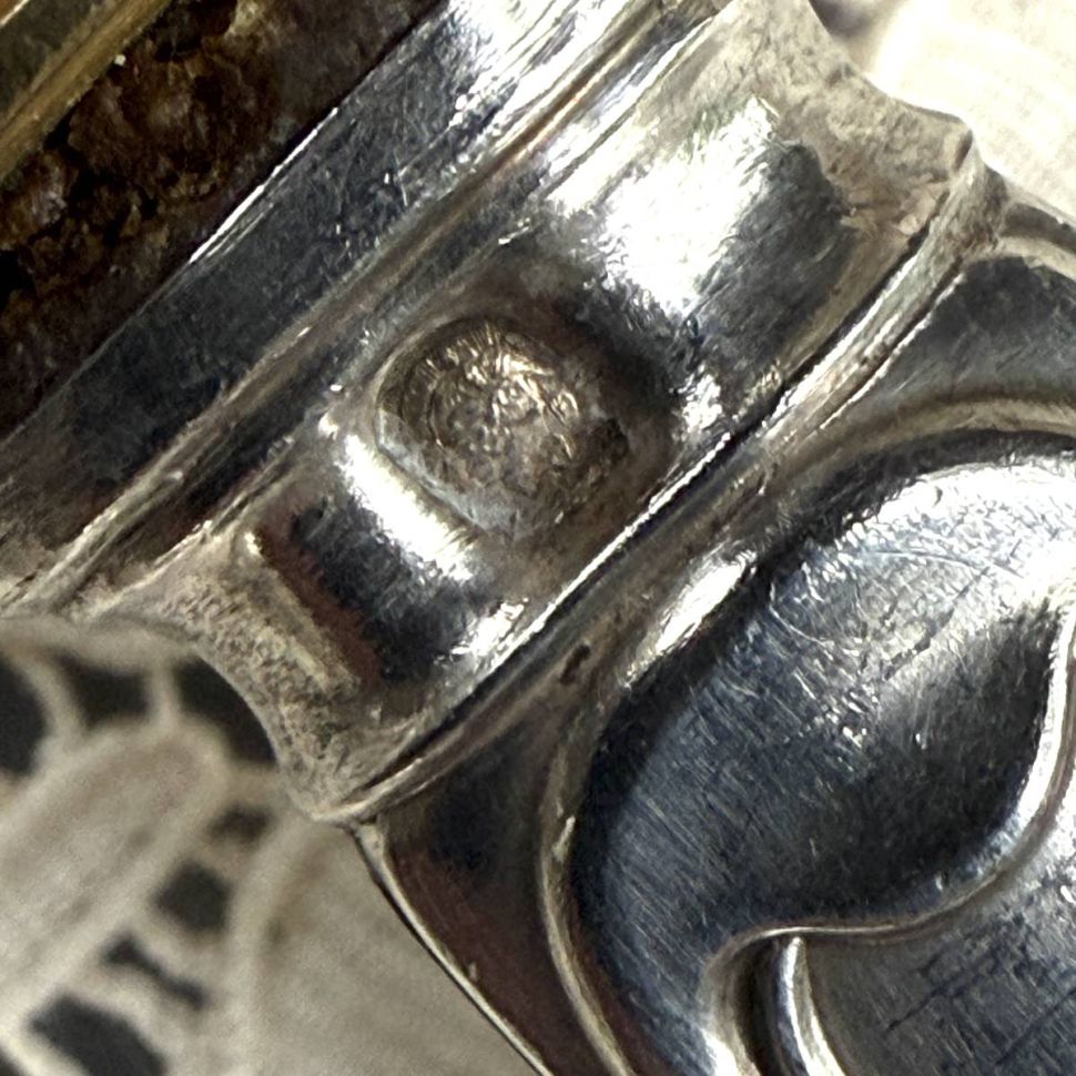 Ложка и вилка набор сервировочный 27 см серебро позолота Франция