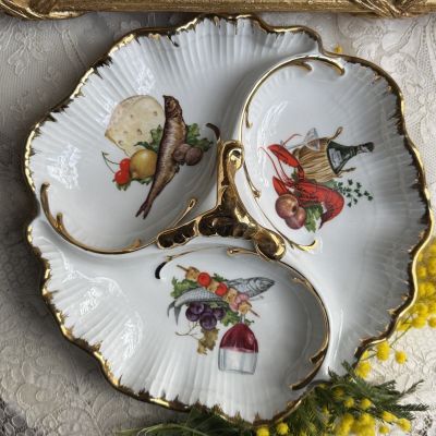 Менажница с ручкой 27 см фарфор Франция