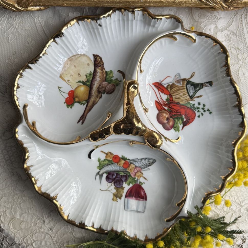 Менажница с ручкой 27 см фарфор Франция