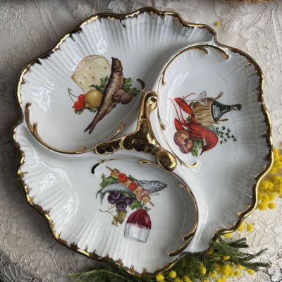 Менажница с ручкой 27 см фарфор Франция