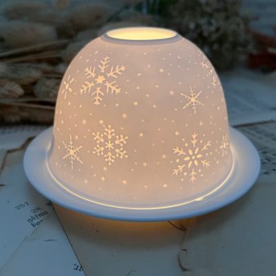 Подсвечник клош Hellmann Versand Starlight Снежинки 12 см бисквитный фарфор Германия