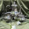 Чайник сахарница молочник WMF набор 3 предмета фарфор серебрение Германия