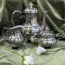 Чайник сахарница молочник WMF набор 3 предмета фарфор серебрение Германия