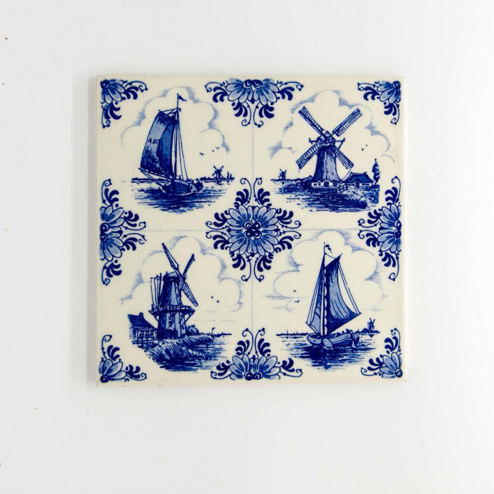 Плитка изразец Мельница и Парусник Голландия