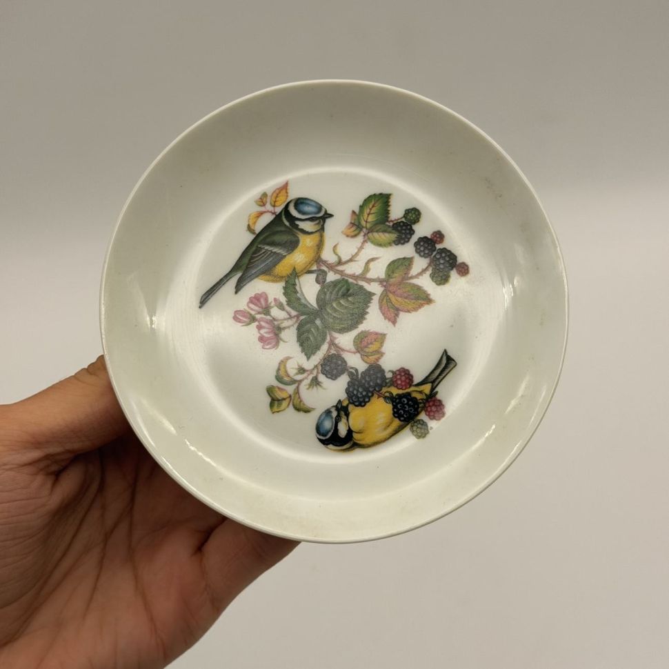 Розетка блюдце Limoges Ternet Синицы 11 см Франция